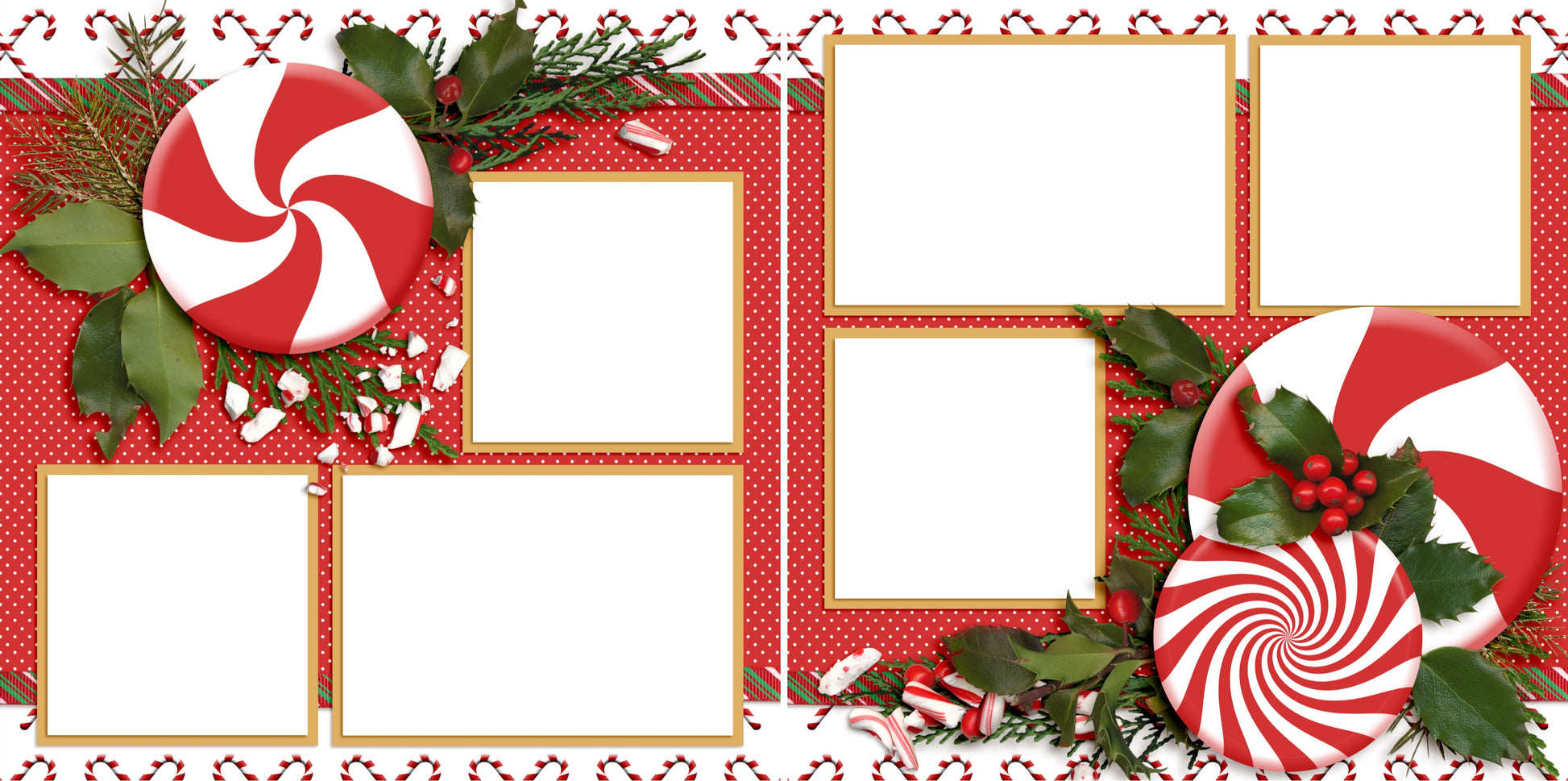 Peppermint Holiday - Digital Scrapbook Pages - INSTANT DOWNLOAD - EZscrapbooks Scrapbook Layouts Christmas