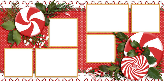 Peppermint Holiday - Digital Scrapbook Pages - INSTANT DOWNLOAD - EZscrapbooks Scrapbook Layouts Christmas