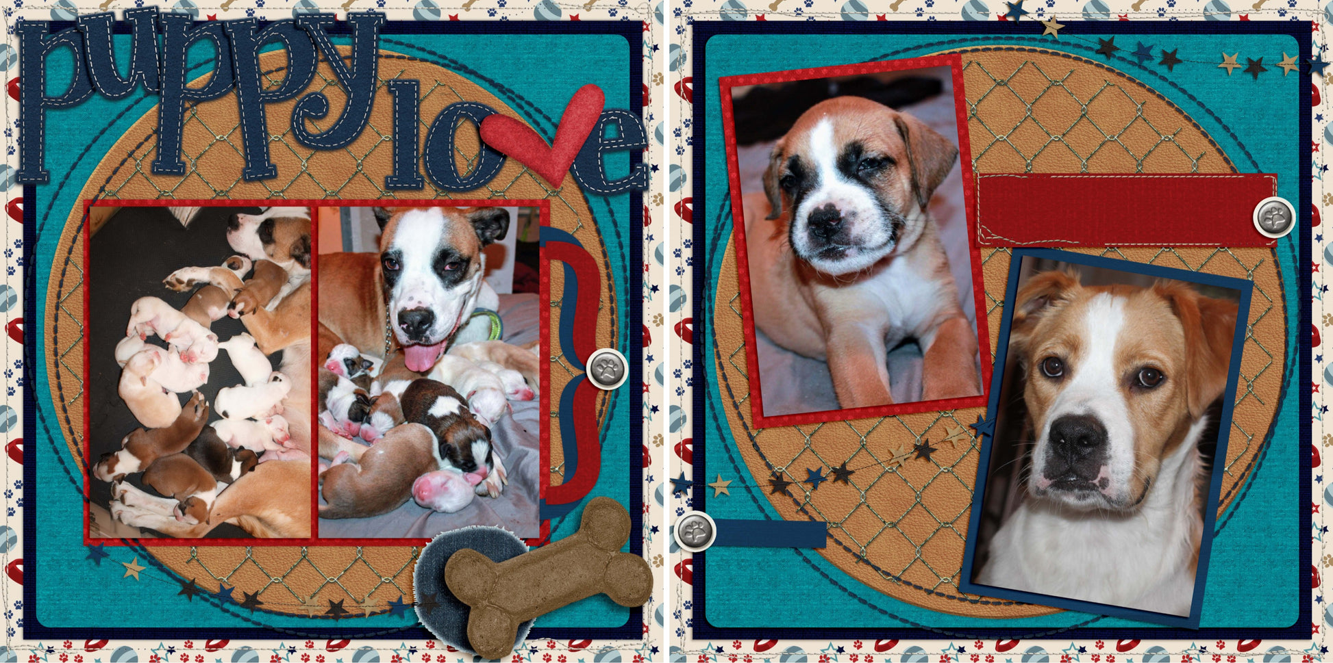 Puppy Love Blue - 4312 - EZscrapbooks Scrapbook Layouts dogs, Pets