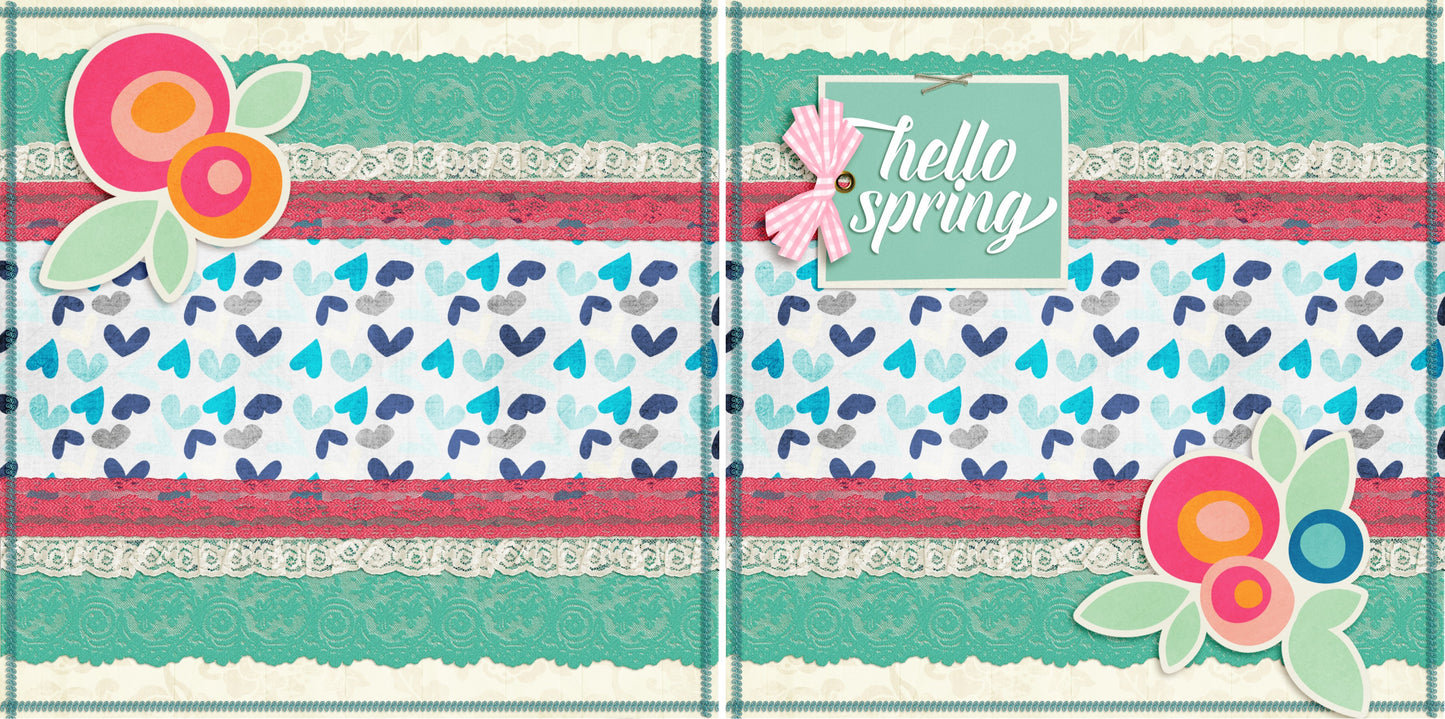 Hello Spring NPM - 3931 - EZscrapbooks Scrapbook Layouts Spring - Easter