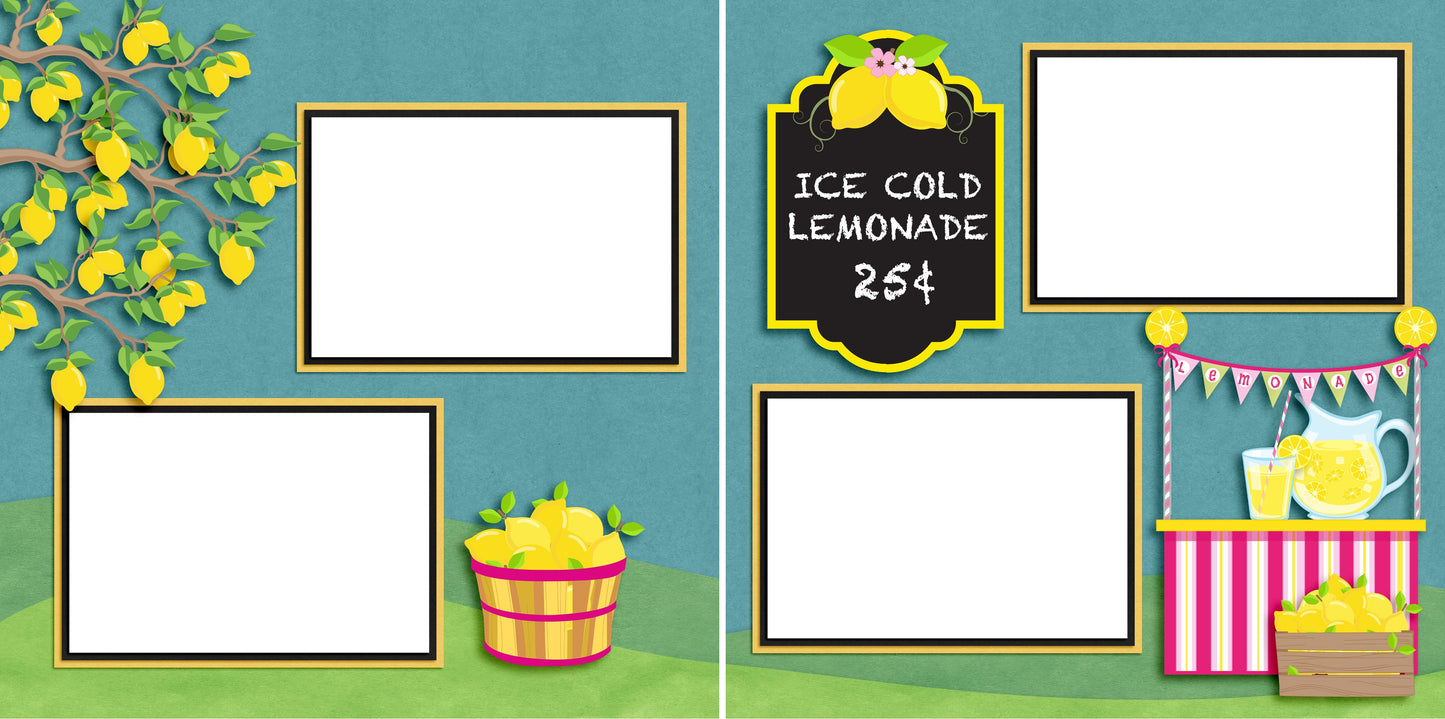 Ice Cold Lemonade - Digital Scrapbook Pages - INSTANT DOWNLOAD - EZscrapbooks Scrapbook Layouts Lemonade, Summer