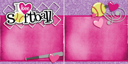 I Love Softball NPM - 3323 - EZscrapbooks Scrapbook Layouts softball, Sports