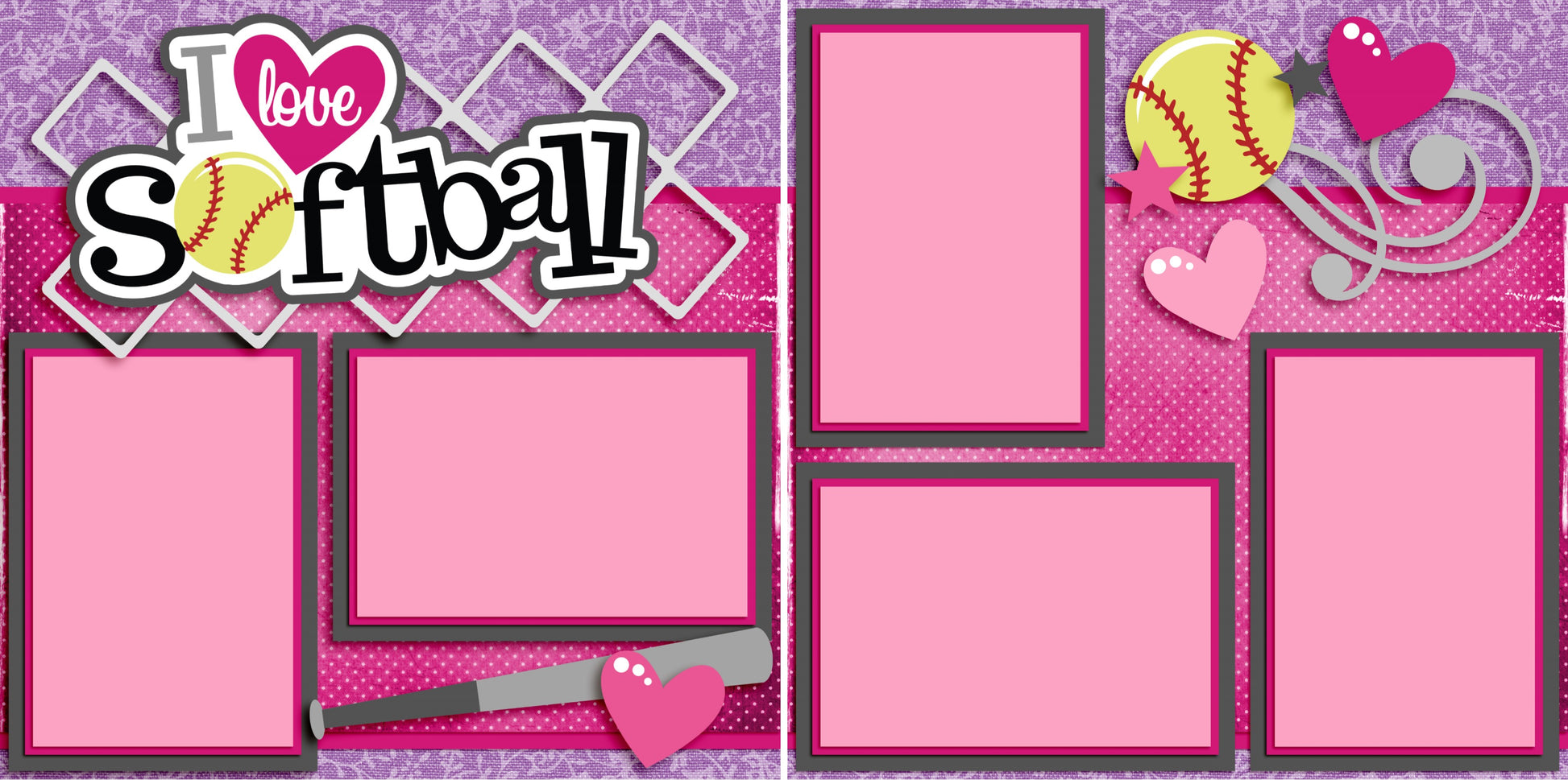 I Love Softball - 3322 - EZscrapbooks Scrapbook Layouts softball, Sports