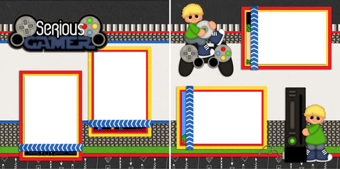 Serious Gamer Boy - Digital Scrapbook Pages - INSTANT DOWNLOAD - EZscrapbooks Scrapbook Layouts Boys, Games - Technology