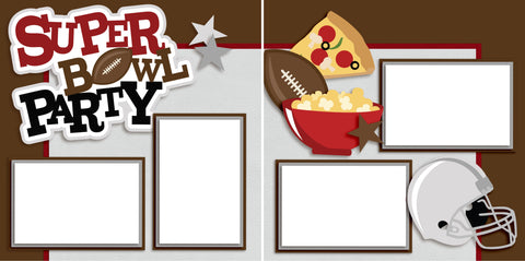 Superbowl Party - Digital Scrapbook Pages - INSTANT DOWNLOAD - EZscrapbooks Scrapbook Layouts Sports