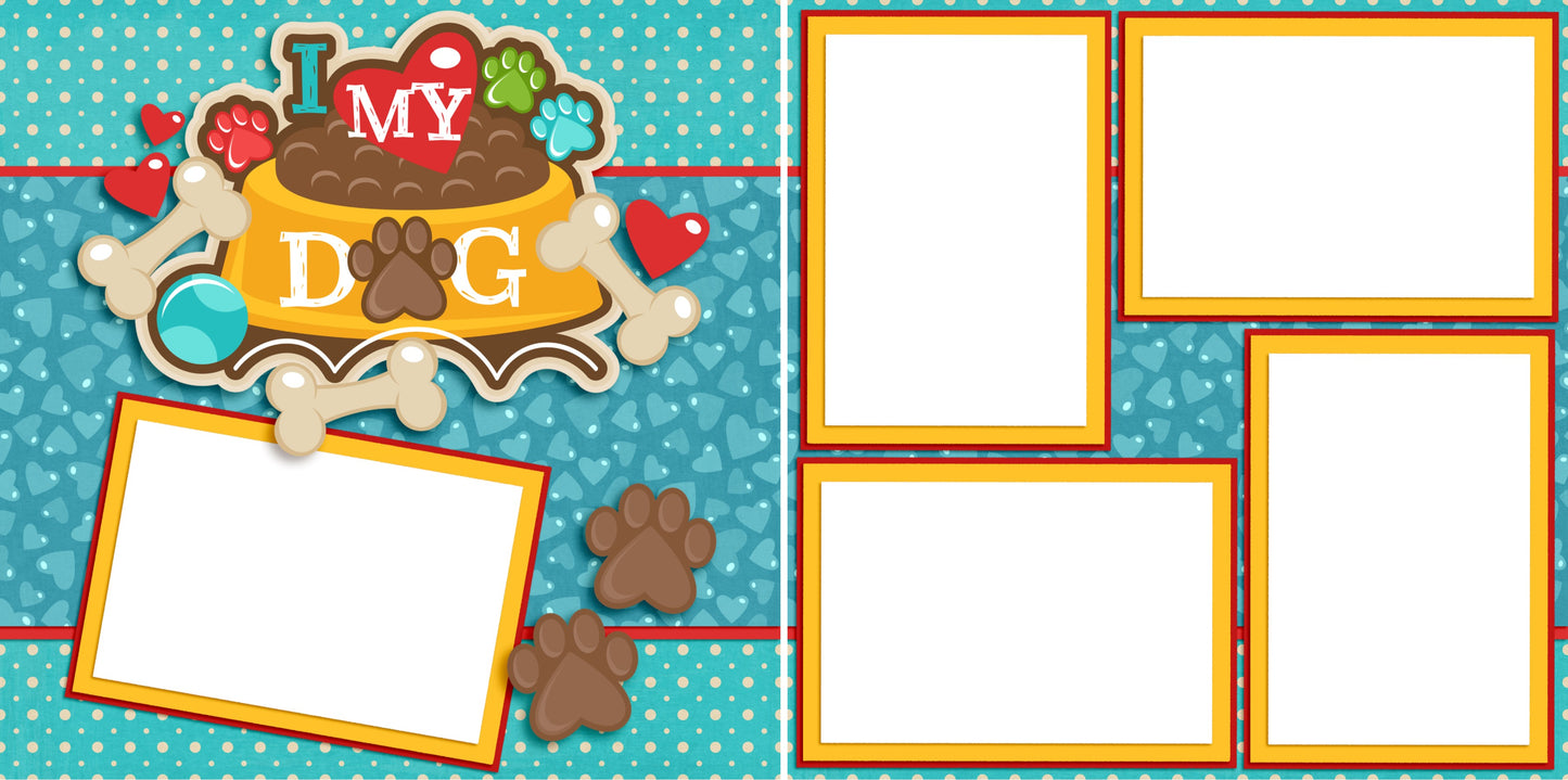 I Heart My Dog Blue - Digital Scrapbook Pages - INSTANT DOWNLOAD - 2019 - EZscrapbooks Scrapbook Layouts dogs, Pets