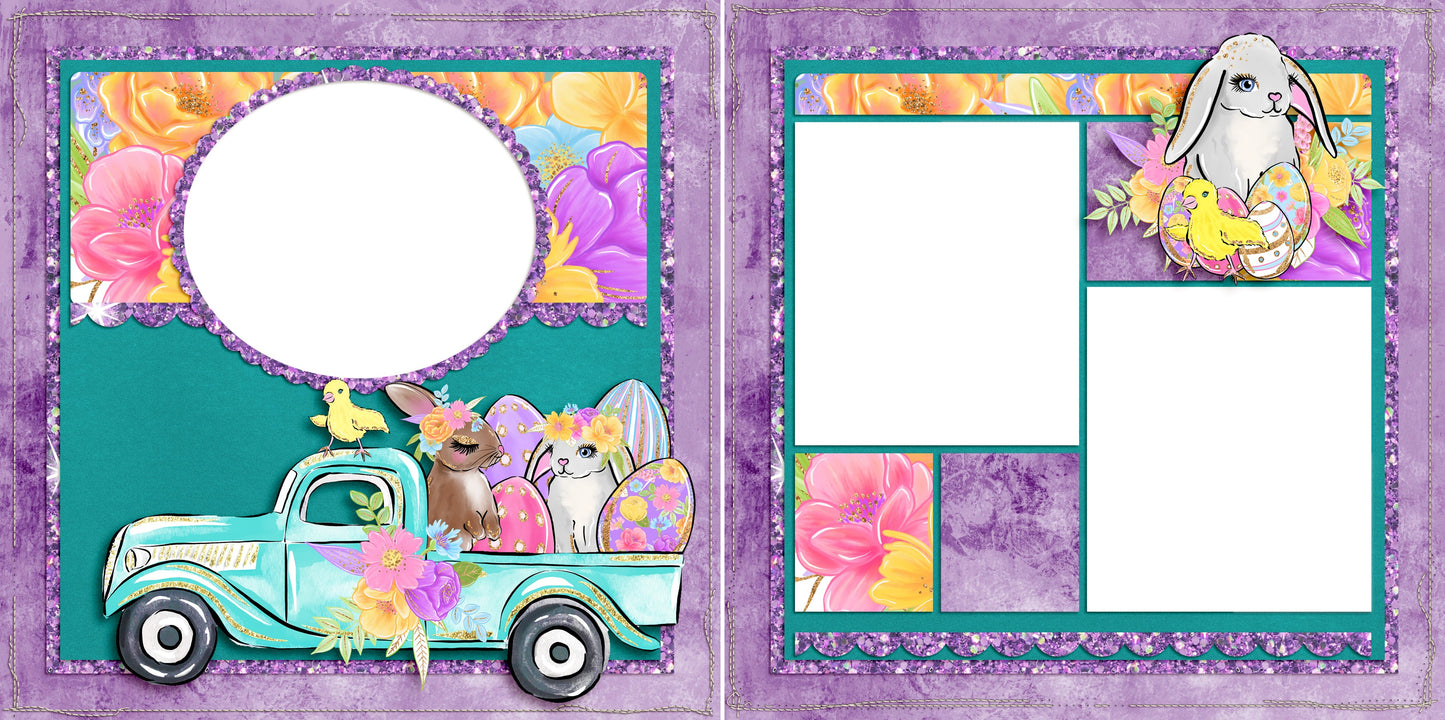 Easter Farm Truck - Digital Scrapbook Pages - INSTANT DOWNLOAD