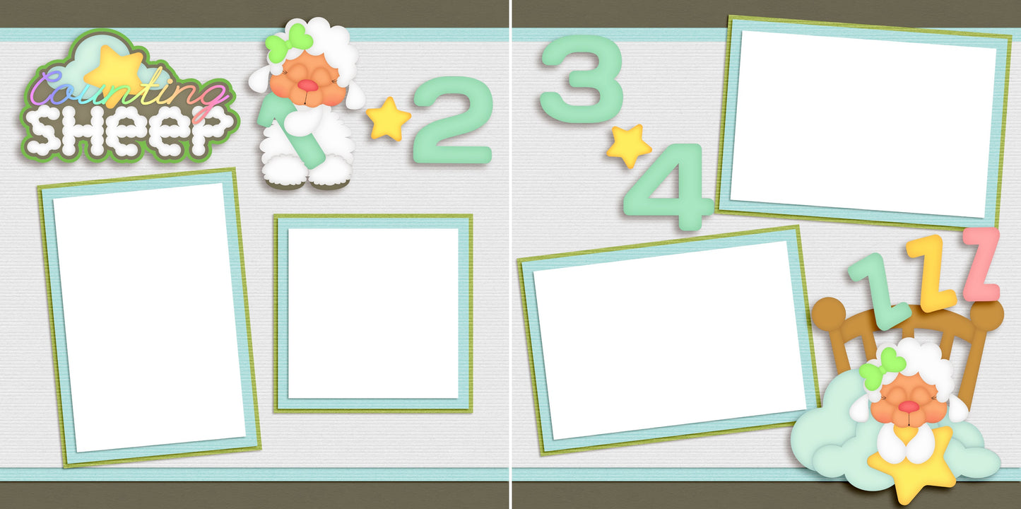 Counting Sheep - Digital Scrapbook Pages - INSTANT DOWNLOAD - EZscrapbooks Scrapbook Layouts Baby
