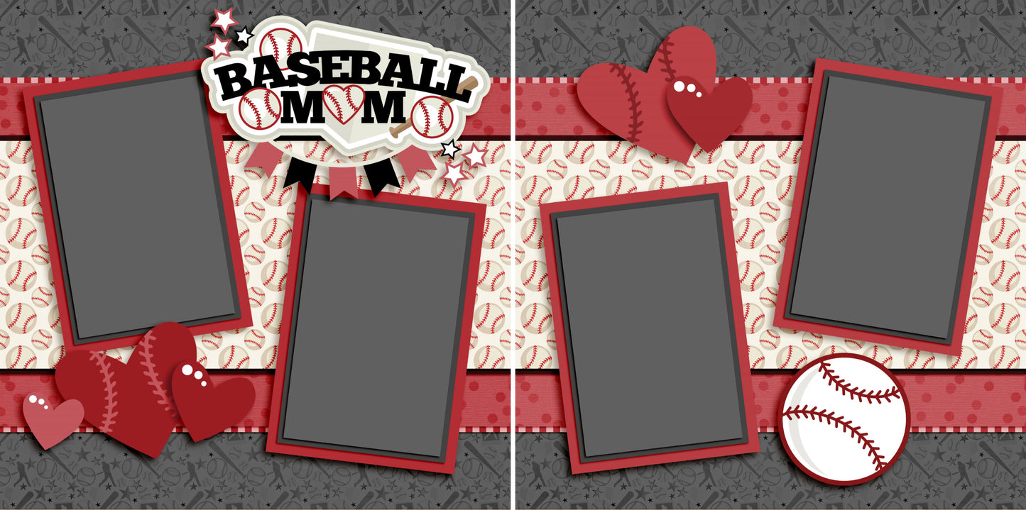 Baseball Mom Red - 3246 - EZscrapbooks Scrapbook Layouts baseball, Sports