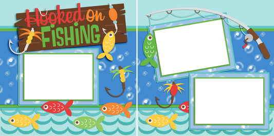 Hooked on Fishing - Digital Scrapbook Pages - INSTANT DOWNLOAD - EZscrapbooks Scrapbook Layouts Camping - Hiking, Hunting - Fishing