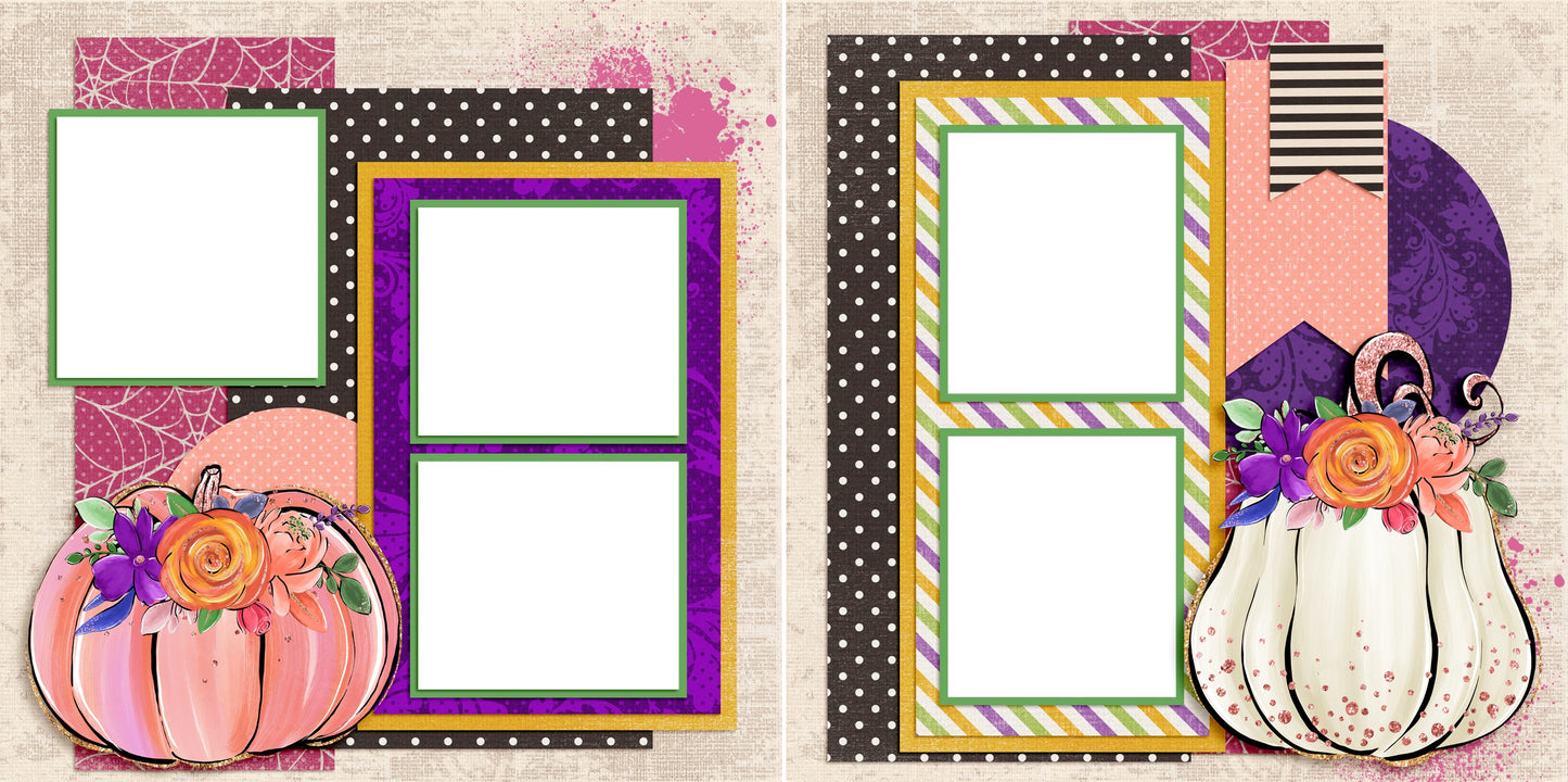 Pretty Pumpkins - Digital Scrapbook Pages - INSTANT DOWNLOAD - EZscrapbooks Scrapbook Layouts boo, halloween, spooky