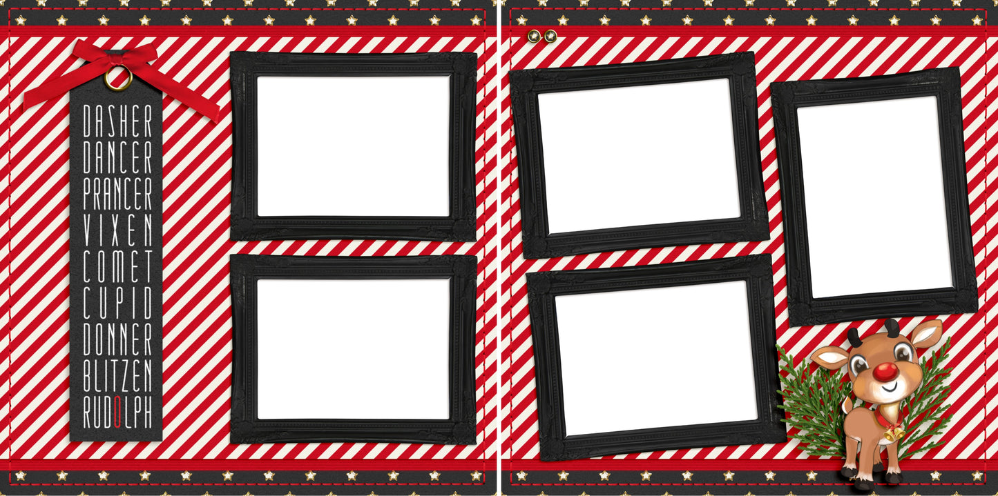 Rudolph - Christmas - Digital Scrapbook Pages - INSTANT DOWNLOAD - 2019 - EZscrapbooks Scrapbook Layouts Christmas