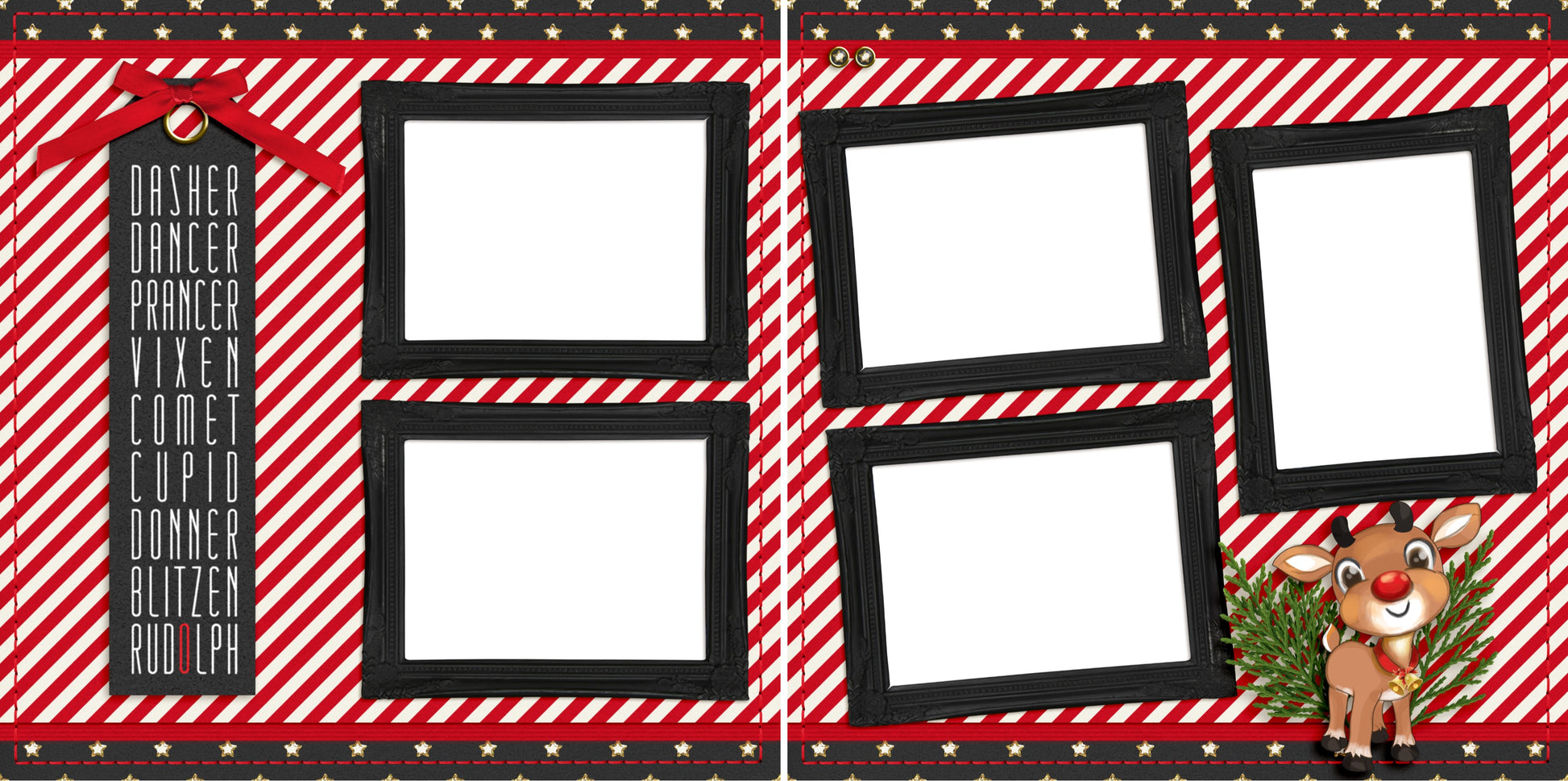 Rudolph - Christmas - Digital Scrapbook Pages - INSTANT DOWNLOAD - 2019 - EZscrapbooks Scrapbook Layouts Christmas
