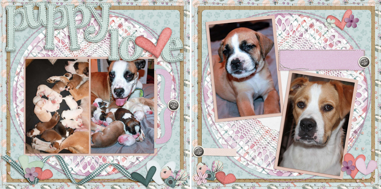 Puppy Love Pink - 4314 - EZscrapbooks Scrapbook Layouts dogs, Pets