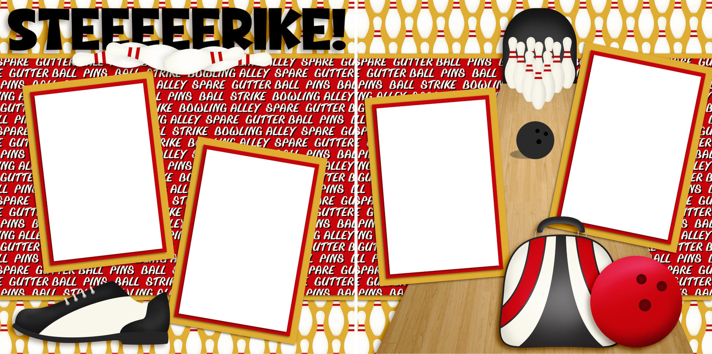 Steeerike - Digital Scrapbook Pages - INSTANT DOWNLOAD - EZscrapbooks Scrapbook Layouts bowling, Sports