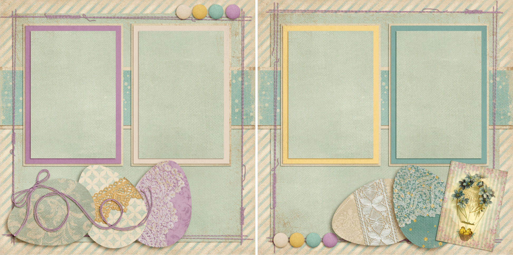 Lace Easter Eggs - 4662 - EZscrapbooks Scrapbook Layouts Spring - Easter