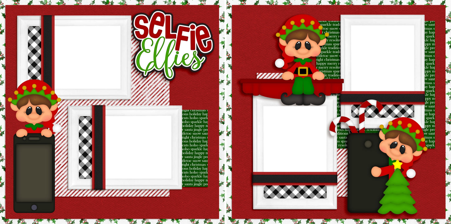 Selfie Elfies - Digital Scrapbook Pages - INSTANT DOWNLOAD - EZscrapbooks Scrapbook Layouts Christmas