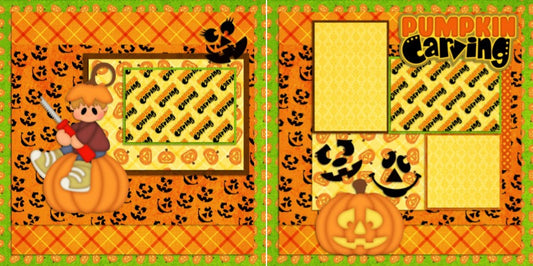 Pumpkin Carving Boy - 919 - EZscrapbooks Scrapbook Layouts Halloween