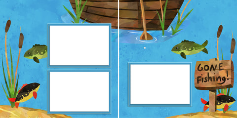 Let's Go Fishing - Digital Scrapbook Pages - INSTANT DOWNLOAD - EZscrapbooks Scrapbook Layouts Camping - Hiking, Hunting - Fishing