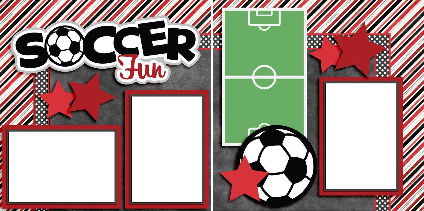 Soccer Fun Red - Digital Scrapbook Pages - INSTANT DOWNLOAD - EZscrapbooks Scrapbook Layouts soccer, Sports