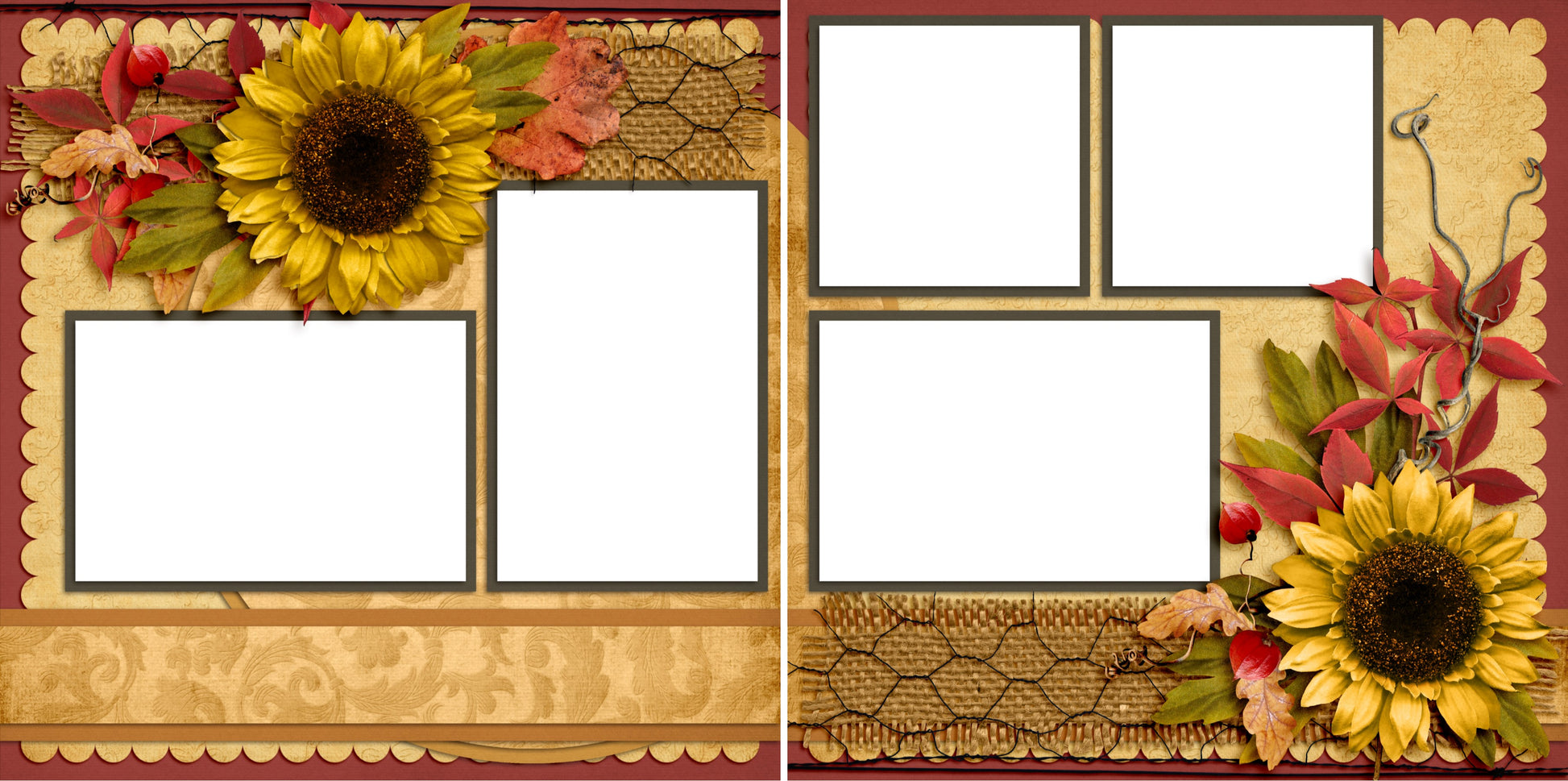 Autumn Whispers - Digital Scrapbook Pages - INSTANT DOWNLOAD - EZscrapbooks Scrapbook Layouts Fall - Autumn, Thanksgiving