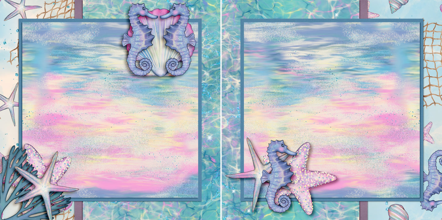 Magical Ocean EZ Background Pages -  Digital Bundle - 10 Digital Scrapbook Pages - INSTANT DOWNLOAD