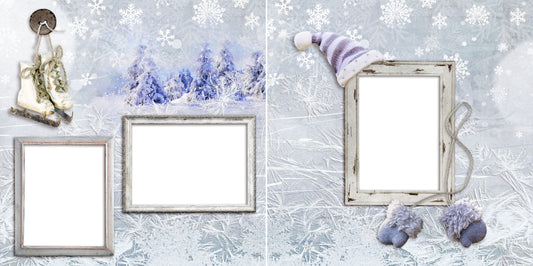 Winter Days - Digital Scrapbook Pages - INSTANT DOWNLOAD - EZscrapbooks Scrapbook Layouts christmas, holiday, holidays, ice skating, winter