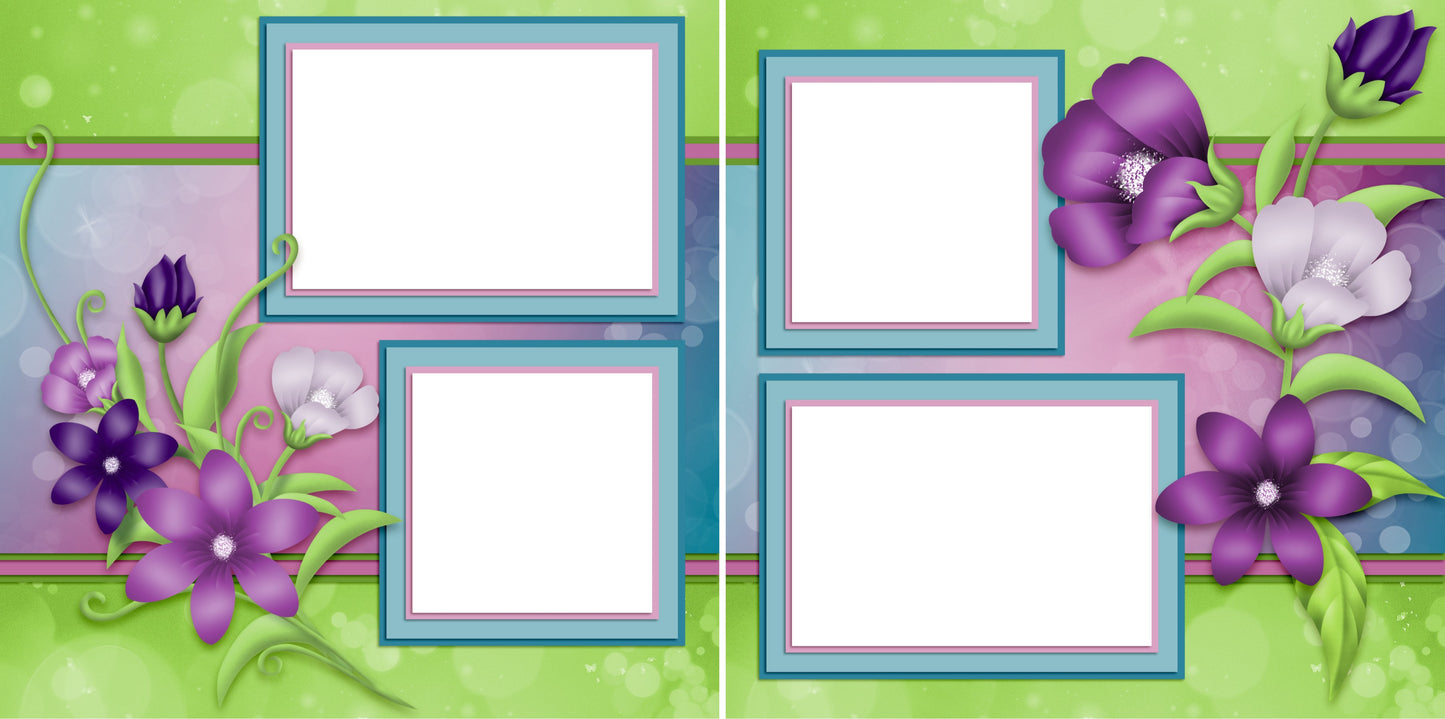 Spring Garden - Digital Scrapbook Pages - INSTANT DOWNLOAD - EZscrapbooks Scrapbook Layouts Girls, Spring - Easter