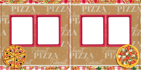 Takeout Pizza - Digital Scrapbook Pages - INSTANT DOWNLOAD - EZscrapbooks Scrapbook Layouts pizza, takeout
