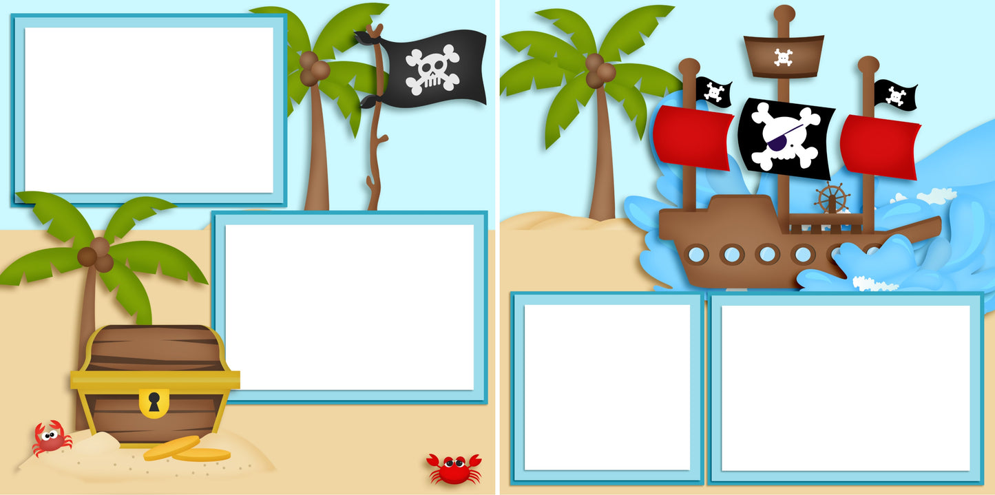 Beached Pirates - Digital Scrapbook Pages - INSTANT DOWNLOAD - EZscrapbooks Scrapbook Layouts Beach - Tropical, Disney