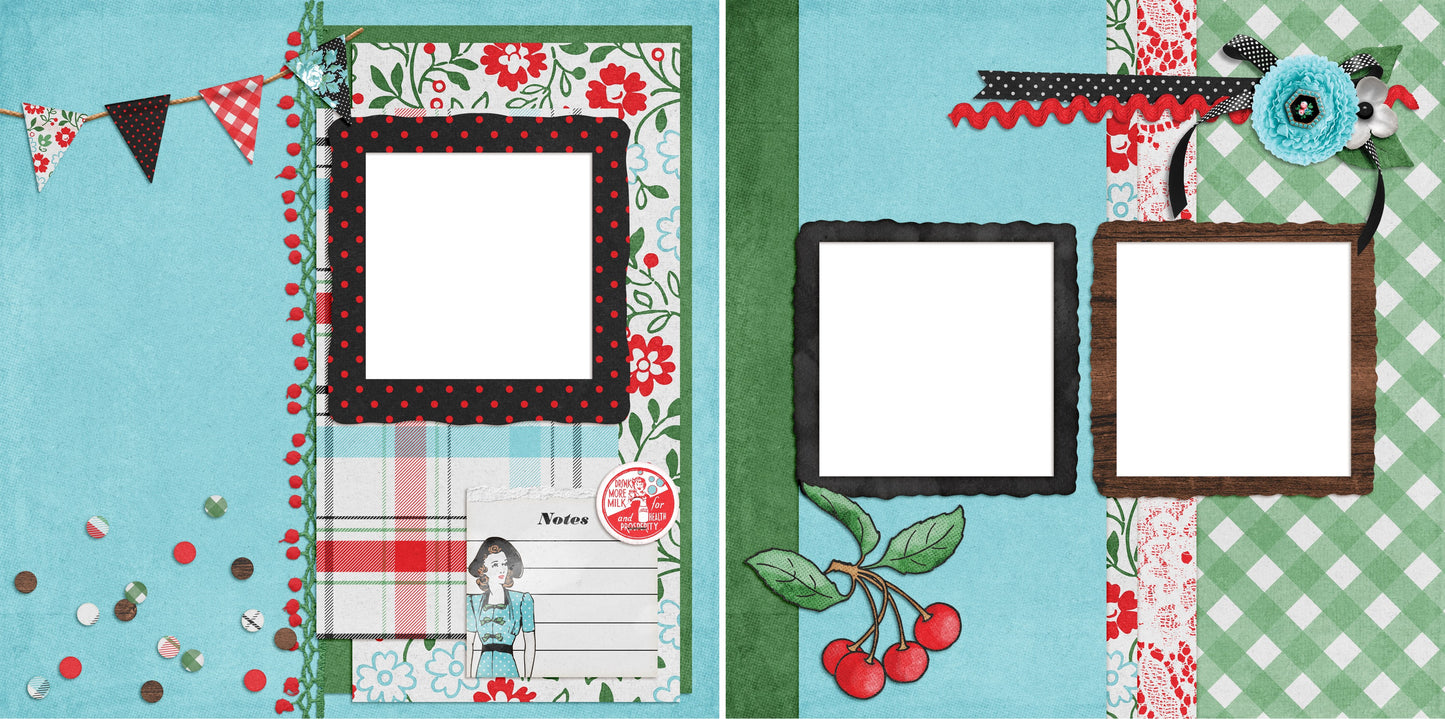 Red Cherry Notes - Digital Scrapbook Pages - INSTANT DOWNLOAD - EZscrapbooks Scrapbook Layouts Cherries, Cute, Notes