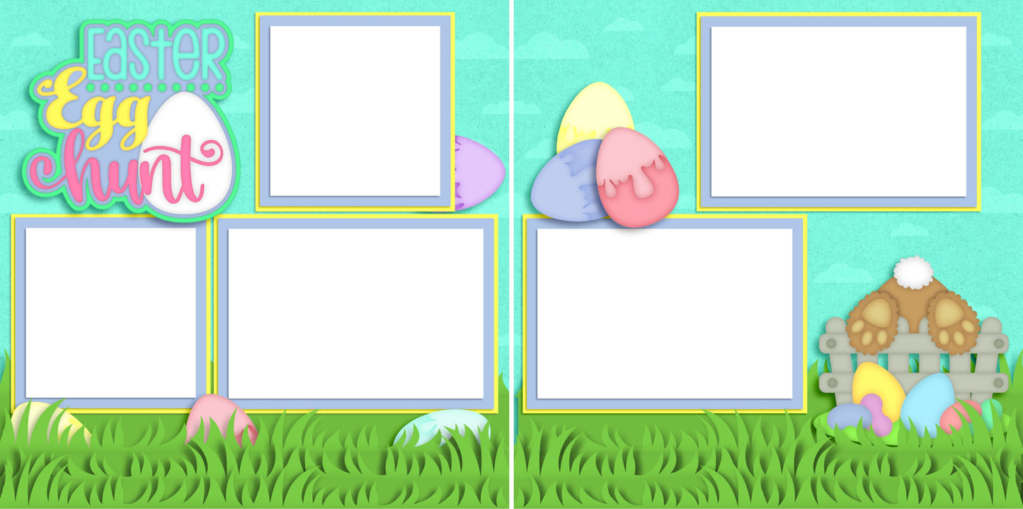 Easter Egg Hunt - Digital Scrapbook Pages - INSTANT DOWNLOAD - 2019 - EZscrapbooks Scrapbook Layouts Spring - Easter