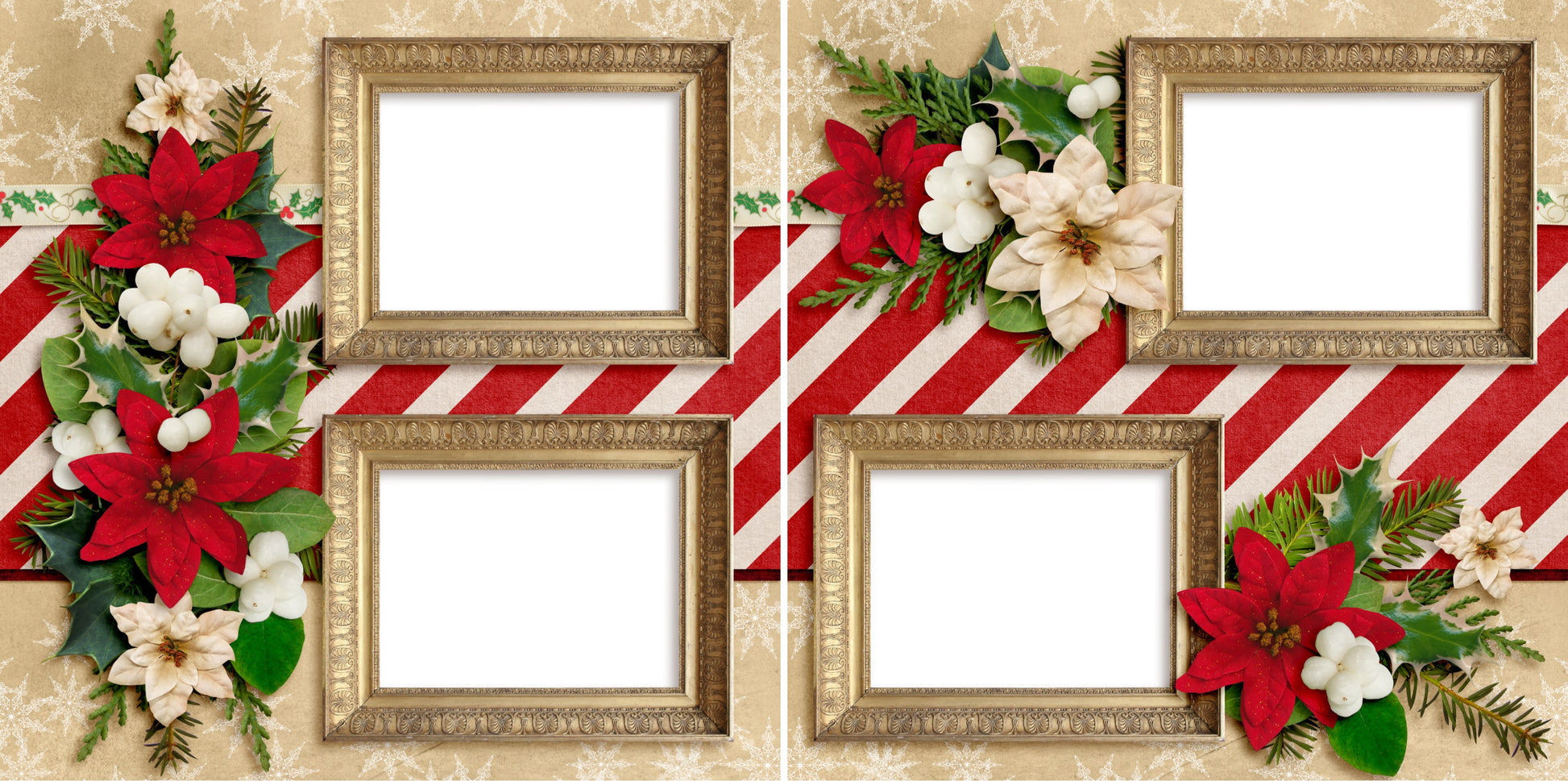 Christmas Holly - Digital Scrapbook Pages - INSTANT DOWNLOAD - EZscrapbooks Scrapbook Layouts Christmas