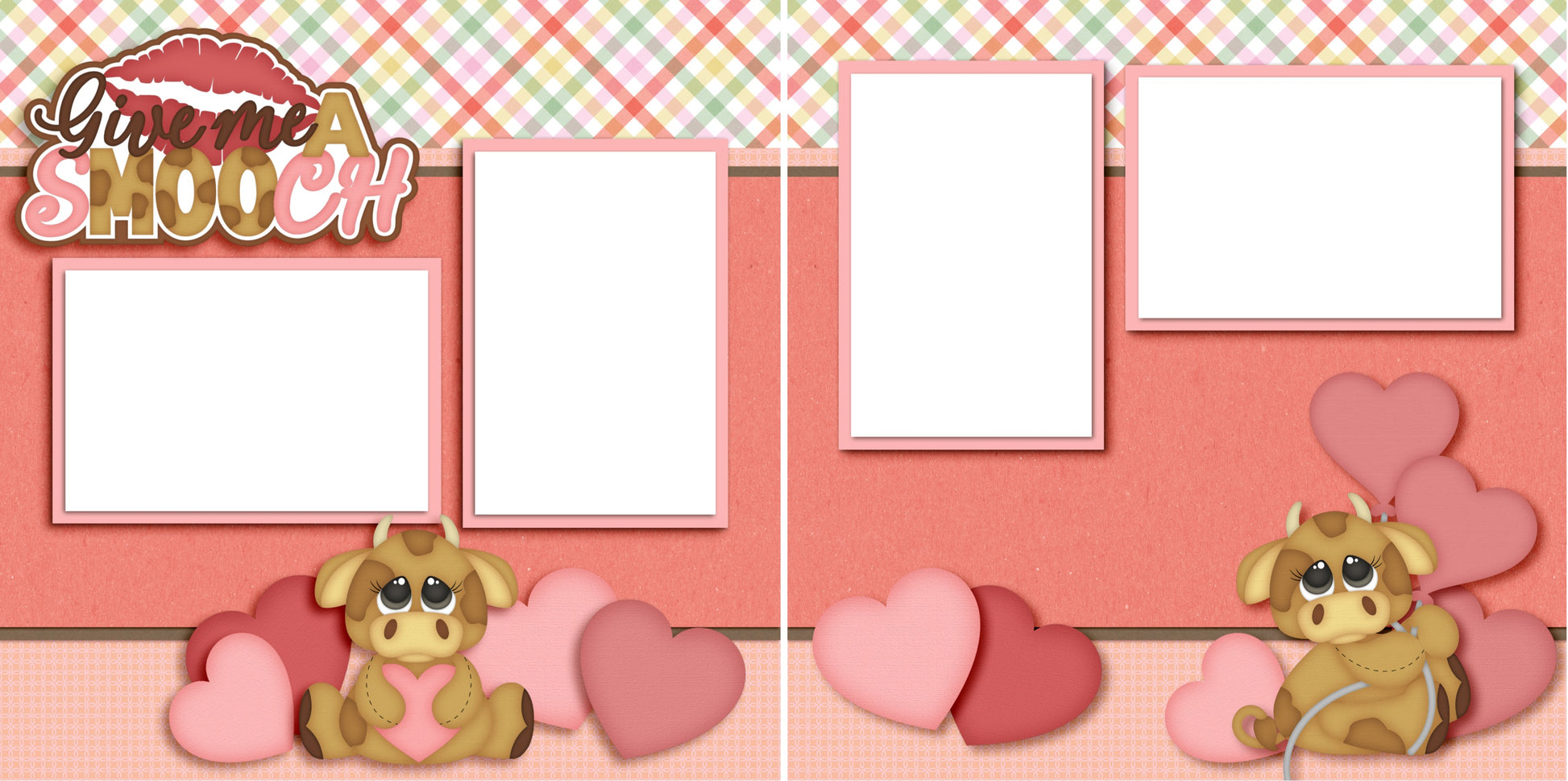 Give Me a Smooch - Digital Scrapbook Pages - INSTANT DOWNLOAD - EZscrapbooks Scrapbook Layouts Baby - Toddler, Love - Valentine