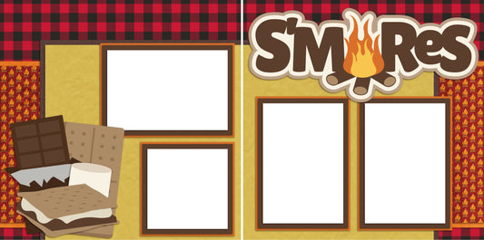 S'mores - Digital Scrapbook Pages - INSTANT DOWNLOAD - EZscrapbooks Scrapbook Layouts Camping - Hiking