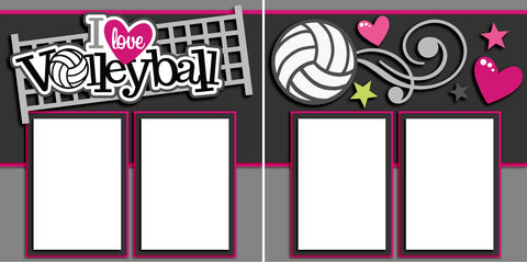 I Love Volleyball - Digital Scrapbook Pages - INSTANT DOWNLOAD - EZscrapbooks Scrapbook Layouts Sports