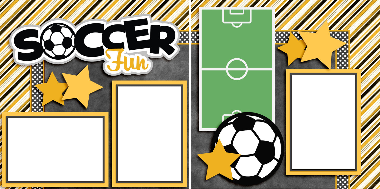 Soccer Fun Yellow - Digital Scrapbook Pages - INSTANT DOWNLOAD - EZscrapbooks Scrapbook Layouts soccer, Sports