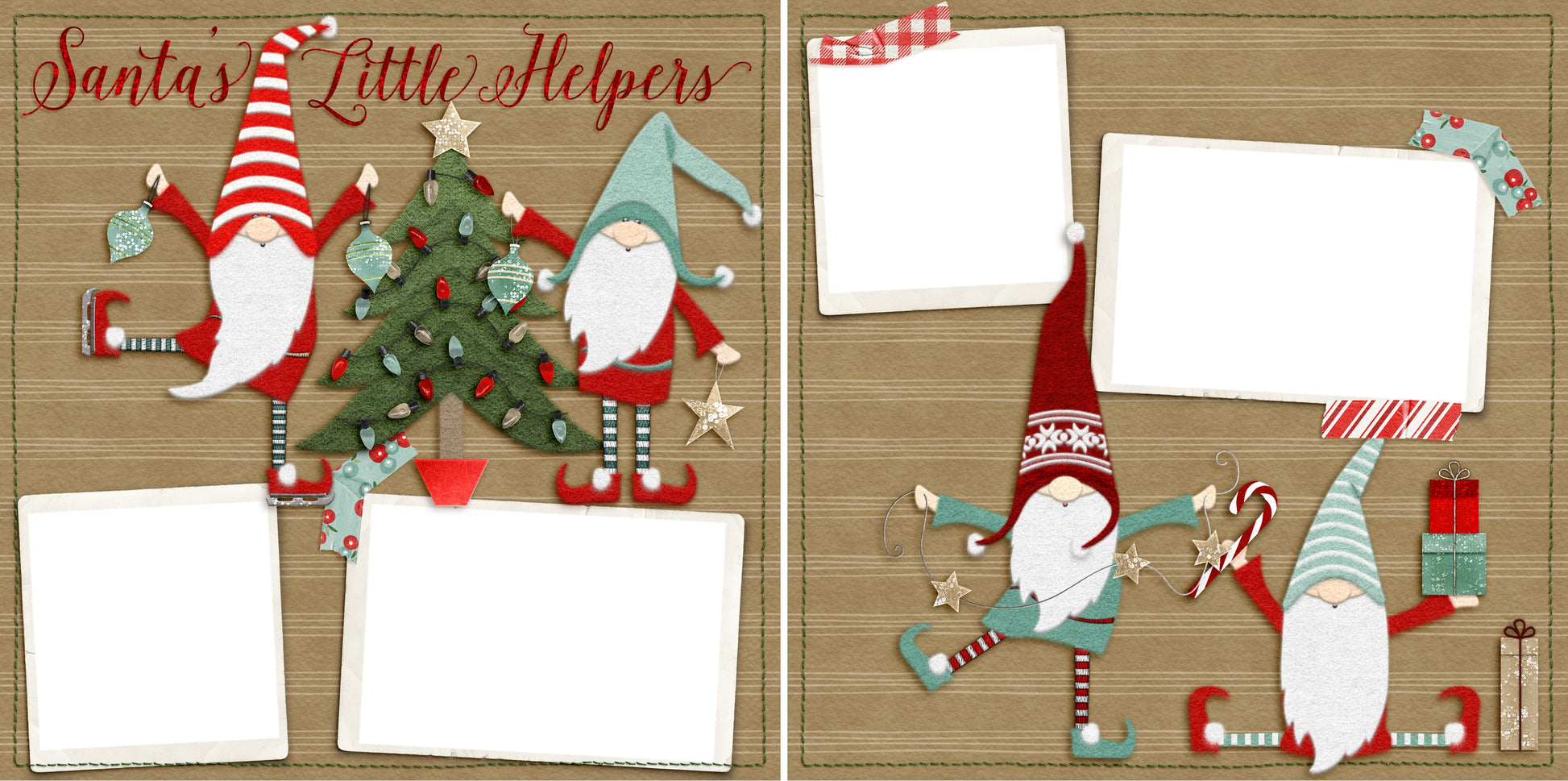 Santa's Little Helpers - Digital Scrapbook Pages - INSTANT DOWNLOAD - 2019 - EZscrapbooks Scrapbook Layouts Christmas