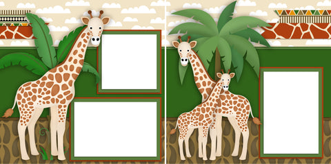 Giraffes - Digital Scrapbook Pages - INSTANT DOWNLOAD - EZscrapbooks Scrapbook Layouts Animals, Disney