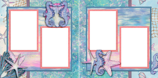 Seahorses - Digital Scrapbook Pages - INSTANT DOWNLOAD