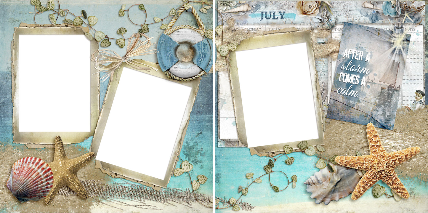 July - Digital Scrapbook Pages - INSTANT DOWNLOAD - EZscrapbooks Scrapbook Layouts Months of the Year