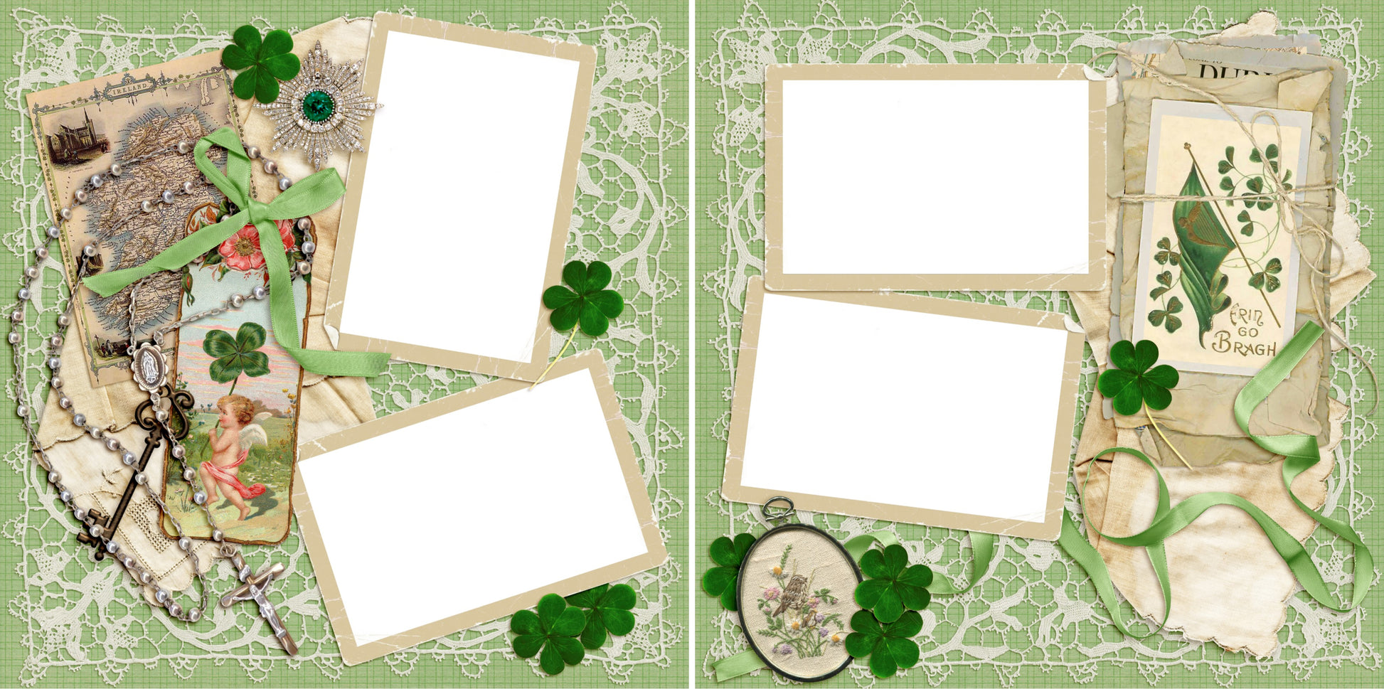 Irish Love - Digital Scrapbook Pages - INSTANT DOWNLOAD - EZscrapbooks Scrapbook Layouts Heritage