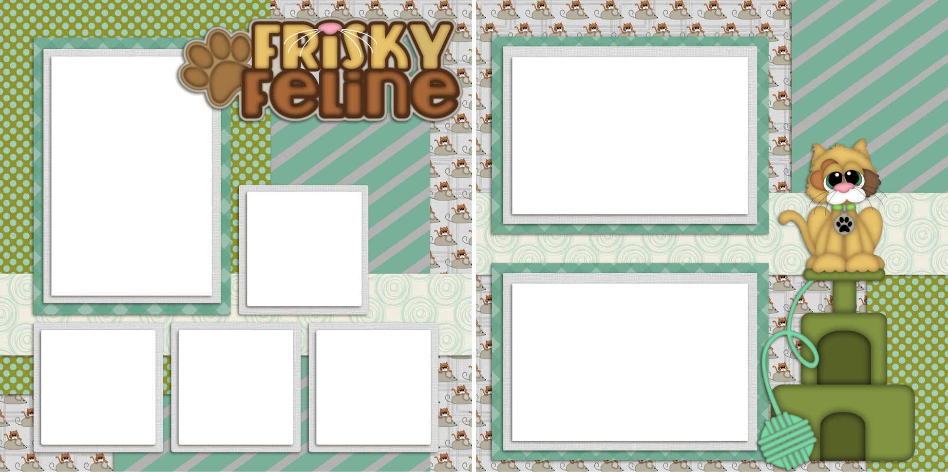 Frisky Feline - Digital Scrapbook Pages - INSTANT DOWNLOAD - EZscrapbooks Scrapbook Layouts Pets