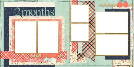 Baby Girl 2 Months - Digital Scrapbook Pages - INSTANT DOWNLOAD - EZscrapbooks Scrapbook Layouts Baby - Toddler