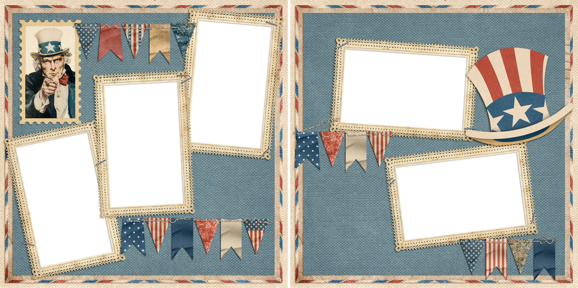 Uncle Sam - Digital Scrapbook Pages - INSTANT DOWNLOAD - EZscrapbooks Scrapbook Layouts July 4th - Patriotic, Patriotic, Uncle Sam