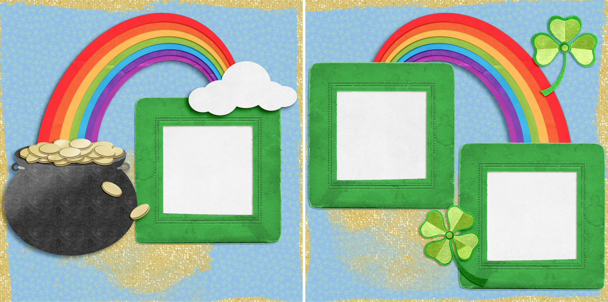 Pot O'Gold - St Patrick's Day - Digital Scrapbook Pages - INSTANT DOWNLOAD - EZscrapbooks Scrapbook Layouts St Patrick's Day