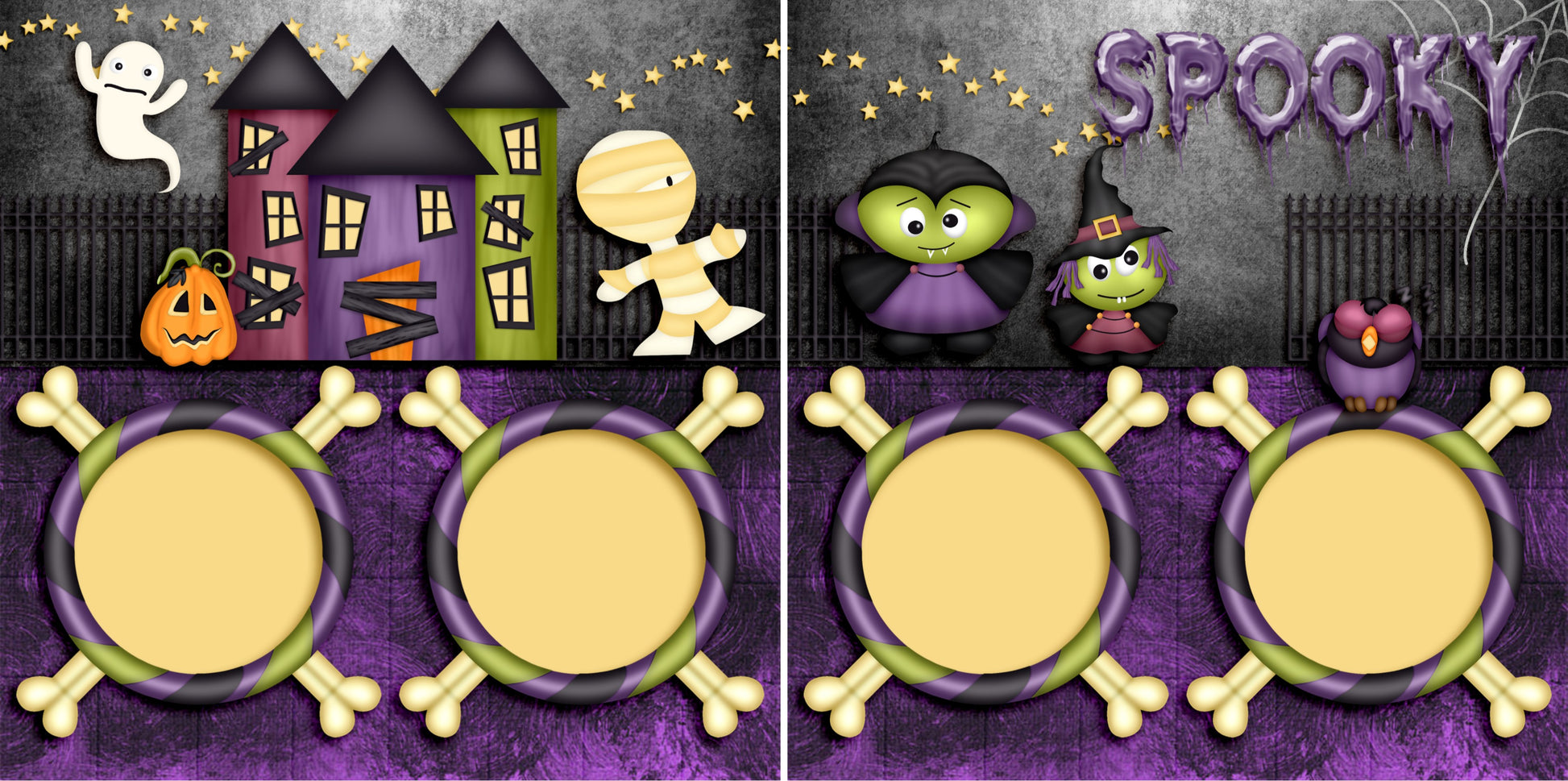 Spooky - 4366 - EZscrapbooks Scrapbook Layouts Halloween