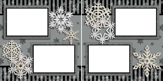Silver Snowflakes - Digital Scrapbook Pages - INSTANT DOWNLOAD - EZscrapbooks Scrapbook Layouts Christmas, Family