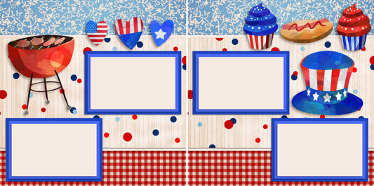 BBQ on the 4th - Digital Scrapbook Pages - INSTANT DOWNLOAD - EZscrapbooks Scrapbook Layouts July 4th - Patriotic