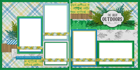 The Great Outdoors - Digital Scrapbook Pages - INSTANT DOWNLOAD - EZscrapbooks Scrapbook Layouts Camping - Hiking, Hunting - Fishing
